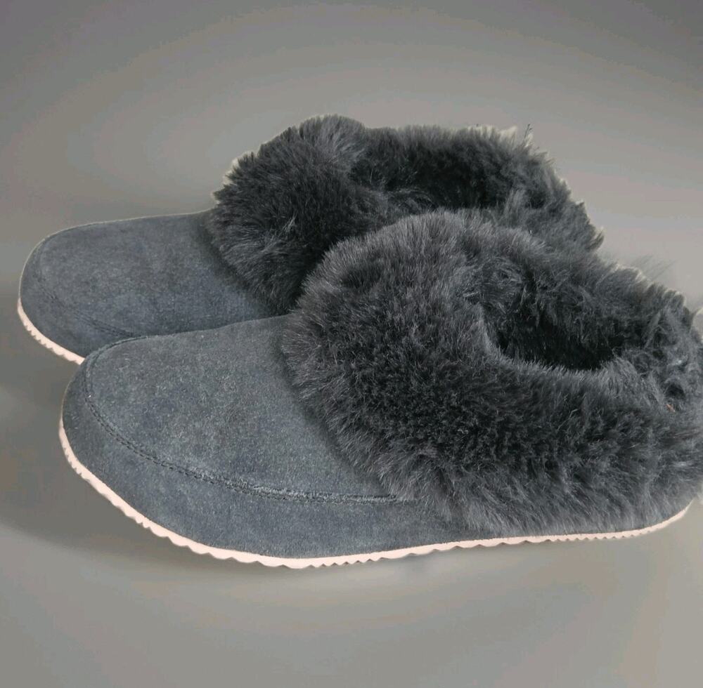 Sorel Go Coffee Run Slippers Womens 7 Faux Fur Suede Green